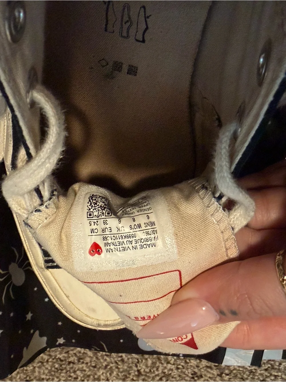 Converse Black Canvas Kids Low-Top Sneakers with Red Heart